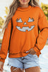 Polka Dot Pumpkin Face Graphic Pullover Sweatshirt
