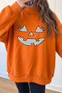 Polka Dot Pumpkin Face Graphic Pullover Sweatshirt
