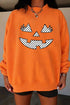 Polka Dot Pumpkin Face Graphic Pullover Sweatshirt