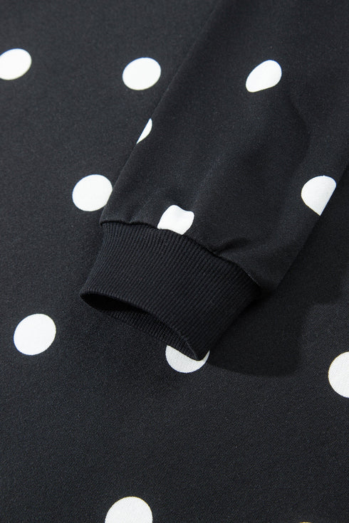 Polka Dot Raw Hem Pullover And Skort Dress Set