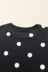 Polka Dot Raw Hem Pullover And Skort Dress Set