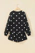 Polka Dot Raw Hem Pullover And Skort Dress Set