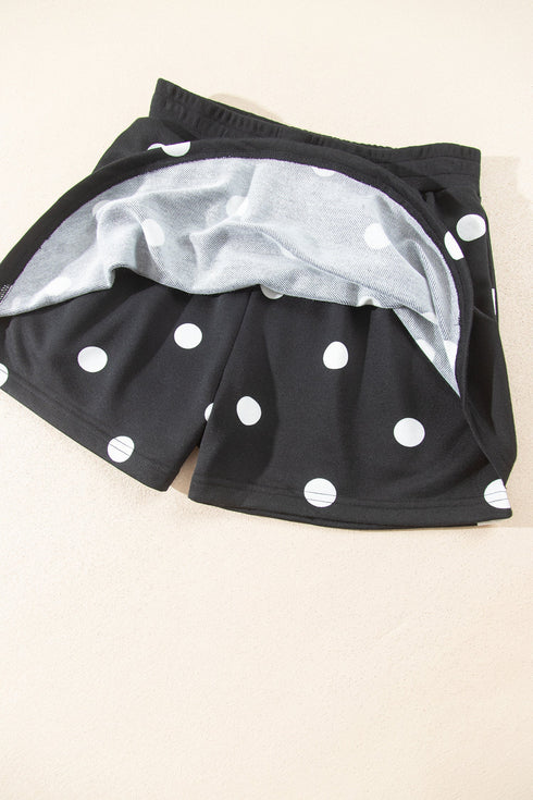 Polka Dot Raw Hem Pullover And Skort Dress Set