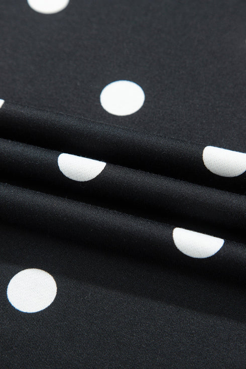 Polka Dot Raw Hem Pullover And Skort Dress Set