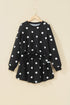 Polka Dot Raw Hem Pullover And Skort Dress Set