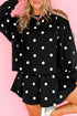 Polka Dot Raw Hem Pullover And Skort Dress Set