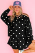 Polka Dot Raw Hem Pullover And Skort Dress Set