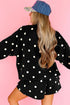Polka Dot Raw Hem Pullover And Skort Dress Set