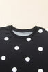 Polka Dot Raw Hem Pullover And Skort Dress Set