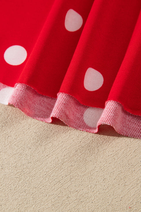 Polka Dot Raw Hem Pullover Skort Dress Set