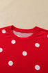 Polka Dot Raw Hem Pullover Skort Dress Set