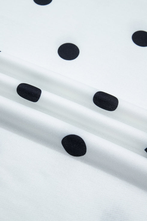 Polka Dot Raw Hem Pullover Skort Dress Set