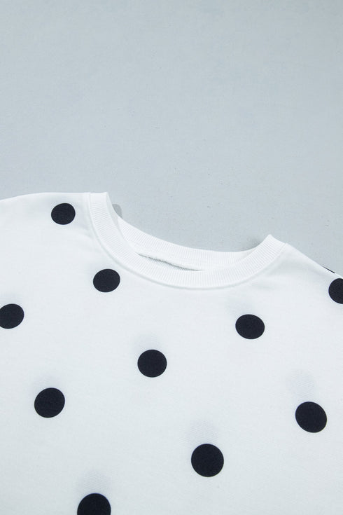 Polka Dot Raw Hem Pullover Skort Dress Set