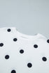 Polka Dot Raw Hem Pullover Skort Dress Set
