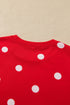 Polka Dot Raw Hem Pullover Skort Dress Set