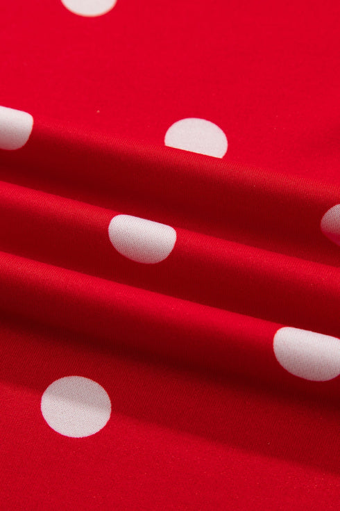 Polka Dot Raw Hem Pullover Skort Dress Set