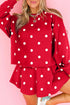 Polka Dot Raw Hem Pullover Skort Dress Set