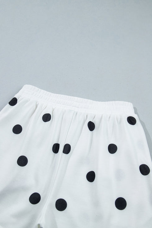 Polka Dot Raw Hem Pullover Skort Dress Set