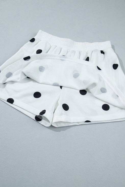 Polka Dot Raw Hem Pullover Skort Dress Set