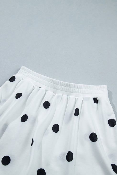 Polka Dot Raw Hem Pullover Skort Dress Set