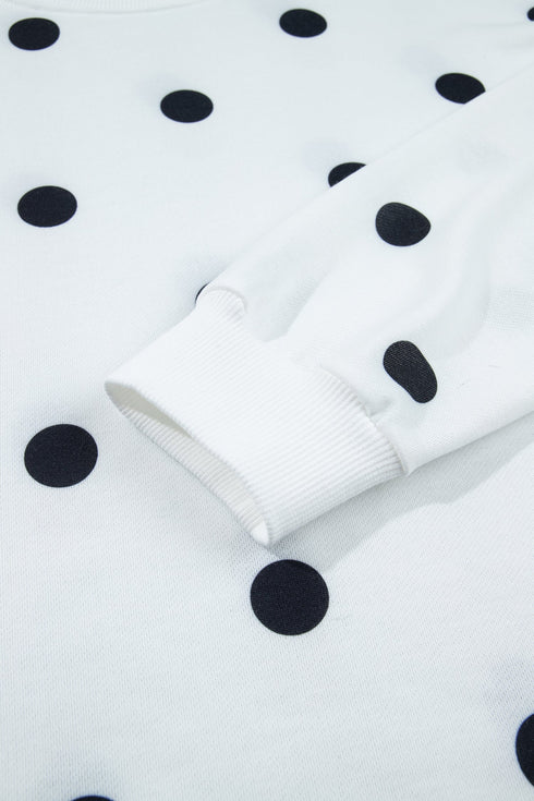 Polka Dot Raw Hem Pullover Skort Dress Set