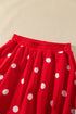 Polka Dot Raw Hem Pullover Skort Dress Set