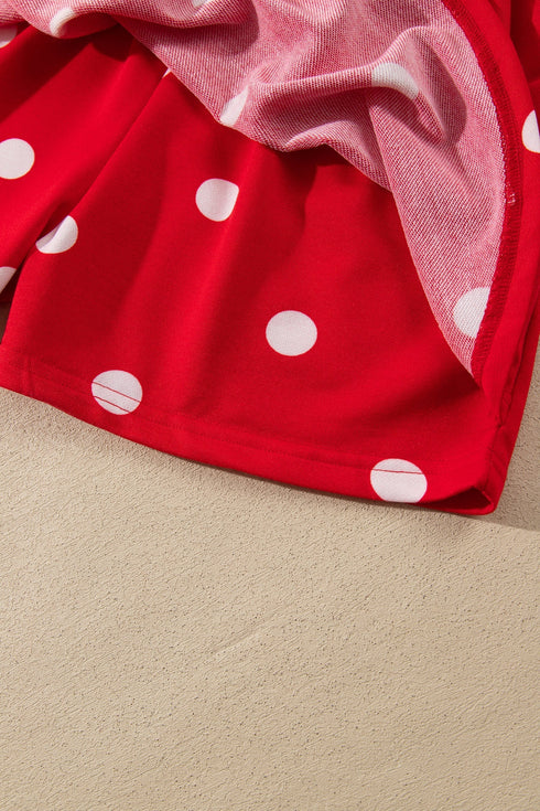 Polka Dot Raw Hem Pullover Skort Dress Set