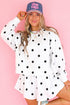 Polka Dot Raw Hem Pullover Skort Dress Set