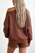 Polka Dot Relaxed Long Sleeve Top Drawstring Short Set