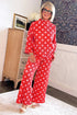Polka Dot Ribbed Knit Mock Neck Pullover Pant Set