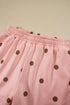Polka Dot Ribbed Trim Long Sleeve Short Set