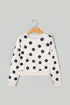 Polka Dot Round Neck Seam Detail Pullover Sweatshirt