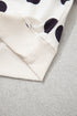 Polka Dot Round Neck Seam Detail Pullover Sweatshirt