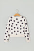 Polka Dot Round Neck Seam Detail Pullover Sweatshirt