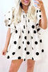 Polka Dot Ruffled Short Sleeve Half Button Mini Dress