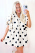 Polka Dot Ruffled Short Sleeve Half Button Mini Dress