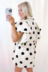 Polka Dot Ruffled Short Sleeve Half Button Mini Dress
