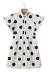 Polka Dot Ruffled Short Sleeve Half Button Mini Dress