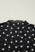 Polka Dot Sheer Mesh Mock Neck Bodycon Long Sleeve Top