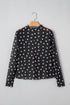 Polka Dot Sheer Mesh Mock Neck Bodycon Long Sleeve Top