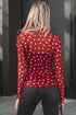 Polka Dot Sheer Mesh Mock Neck Bodycon Long Sleeve Top