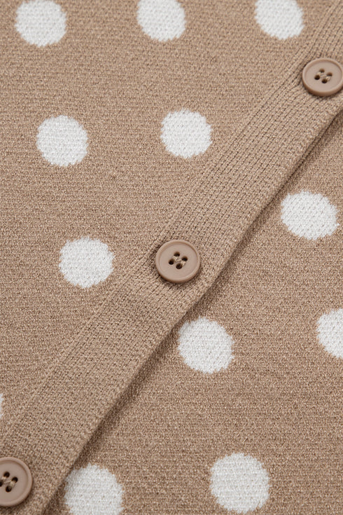 Polka Dot Short Sleeve Button Down Sweater Cardigan
