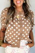 Polka Dot Short Sleeve Button Down Sweater Cardigan