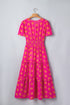 Polka Dot Short Sleeve Smocked High Waist Midi Dress