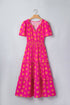 Polka Dot Short Sleeve Smocked High Waist Midi Dress