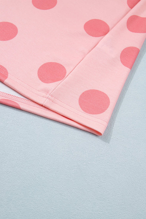 Polka Dot Short Sleeve Top And Skort Two Piece Dress