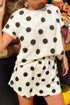Polka Dot Short Sleeve Top And Skort Two Piece Dress