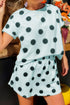 Polka Dot Short Sleeve Top And Skort Two Piece Dress
