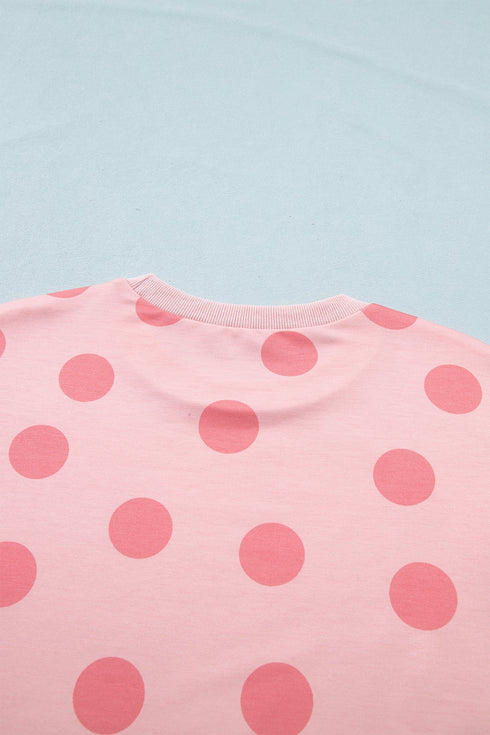 Polka Dot Short Sleeve Top And Skort Two Piece Dress