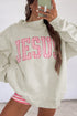 Polka Dot Slogan Applique Baggy Mock Neck Sweatshirt